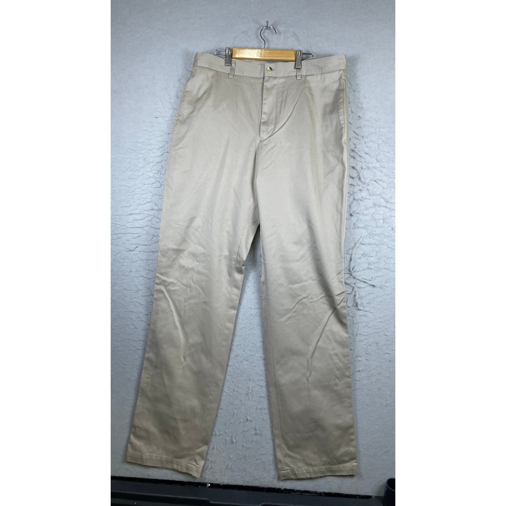 Covington Chino Pants Mens 34x34 Khaki New Wrinkle Resistant Flat Front Cotton
